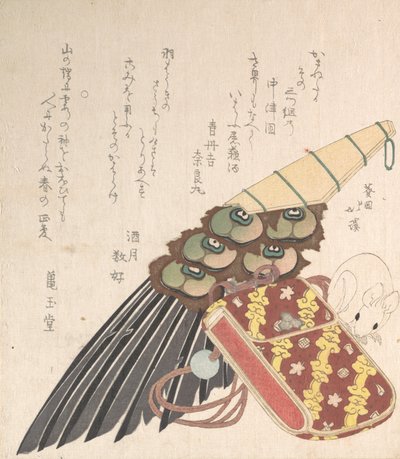 Feather-Brush and Doran a Kind of Medicine Case with a Netsuke of a Rat, probably 1816 by Totoya Hokkei