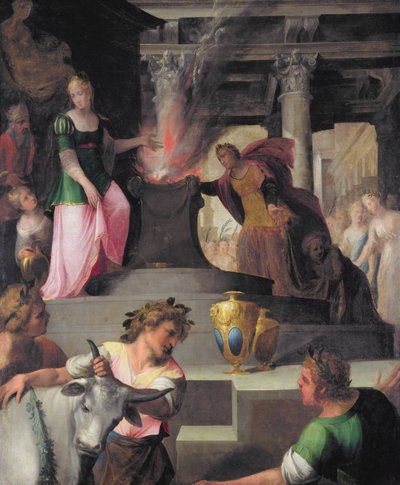Hyante and Climene offering a sacrifice to Venus, from 