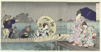 The Ferry Between the Banks of the Sumida by Toyohara Chikanobu