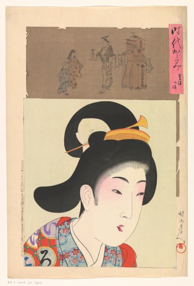 Portrait of a Woman and an Art Dealer by Toyohara Chikanobu