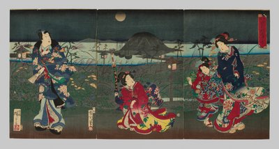 Genji Drawn in Different Styles: View of Akashi Bay by Toyohara Kunichika