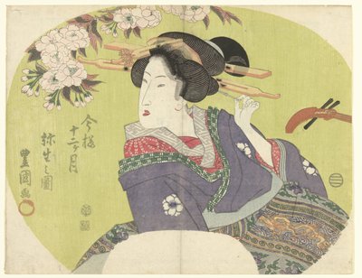 Courtesan and Shamisen (series title: The Modern Twelve Months, Imayo junikagetsu) by Toyokuni (II) , Utagawa