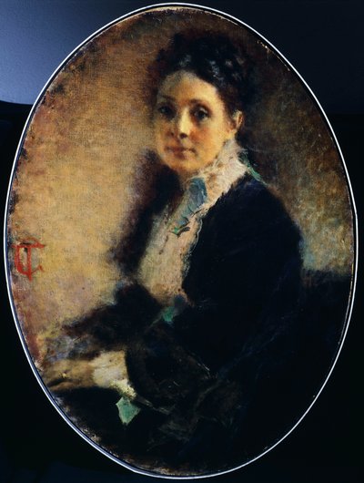 Portrait of Mrs Deschamps by Tranquillo Cremona