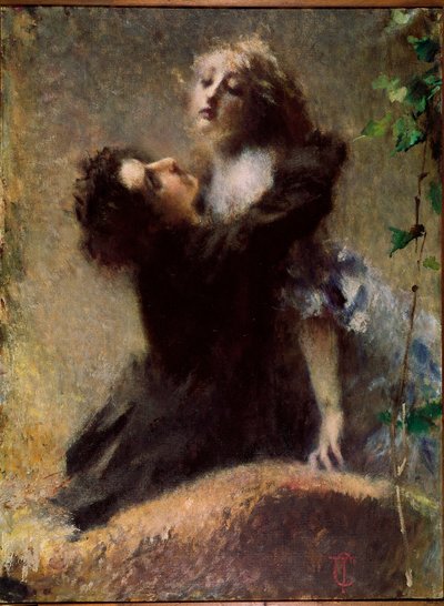 The Ivy. A man embraces a woman. by Tranquillo Cremona
