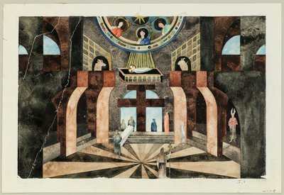 Stage design for the Tragedy Die Nibelungen by Friedrich Hebbel by Traugott Müller