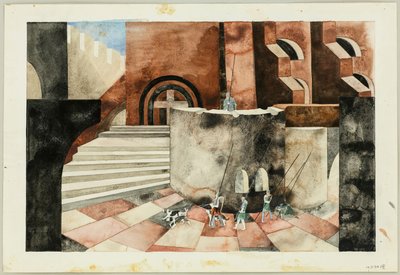 Stage Design for the Tragedy Die Nibelungen by Friedrich Hebbel by Traugott Müller