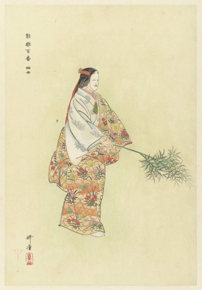 Actor in the No Play Hanjo (Hundred Noh Plays) by Tsukioka Kogyo