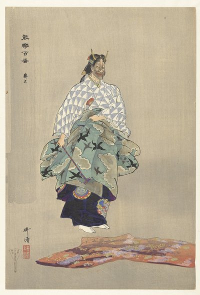 Scene from the Noh Play Aoinoue by Tsukioka Kogyo