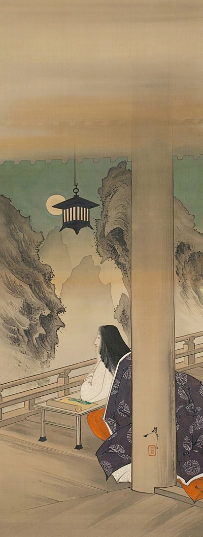 Murasaki Shikibu at Ishiyamadera Temple by Tsukioka Yoshitoshi