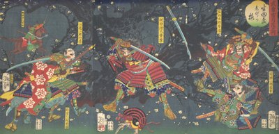Plum Blossoms in the Forest of Ikuta, from the series Bravery-Beauty of the four seasons, 1867 by Tsukioka Yoshitoshi