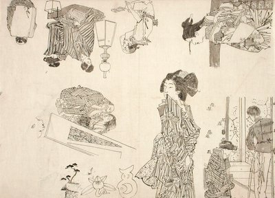 Preparatory Drawings for Illustrations of Melodramas by Tsukioka Yoshitoshi
