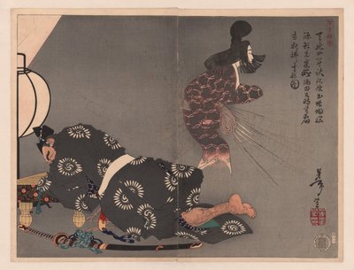 Sakata Kintoki and Tsuchigumo (Sketches of Yoshitoshi) by Tsukioka Yoshitoshi