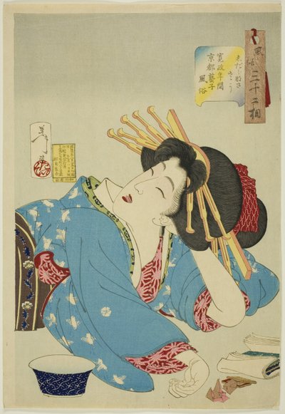 Slovenly (Shidaranasaso), from the series "Thirty-two Aspects of Women (Fuzoku sanjuniso)" by Tsukioka Yoshitoshi