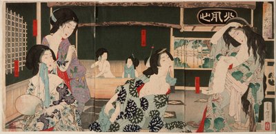 Summer: Women Bathing at the Daishōrō by Tsukioka Yoshitoshi