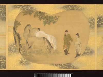 Album of Fan-Shaped Paintings of Figures, Birds and Flowers by Tsunenobu Kano