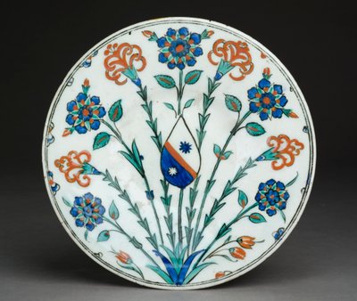 Dish with European coat of arms, Iznik ware, Turkish by Turkish School
