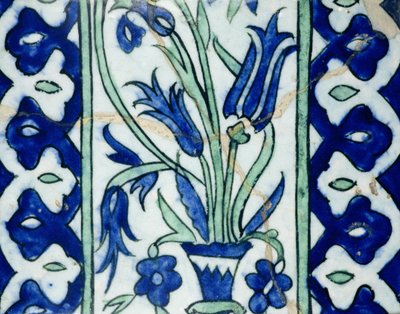 Isnik Tile with a Vase of Flowers and Borders by Turkish School