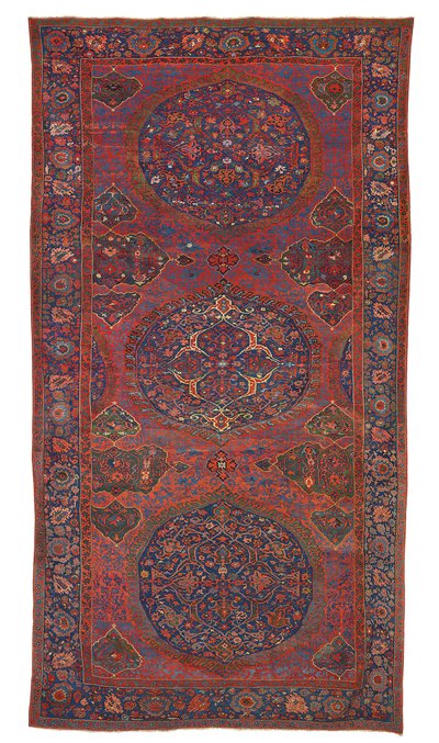 Large Triple Medallion Ushak Carpet, West Anatolia by Turkish School