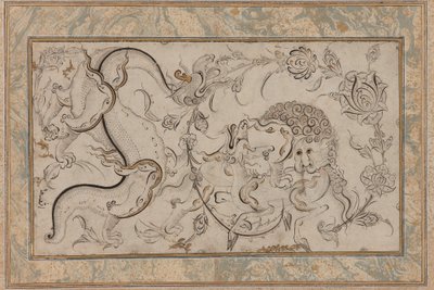 Lion, chi-lin and dragon set in floral sprays, Ottoman Period by Turkish School