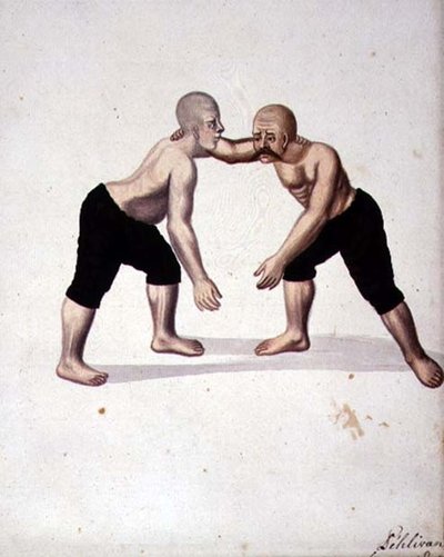 Two Wrestlers, Ottoman Period, Third Quarter of 18th Century by Turkish School
