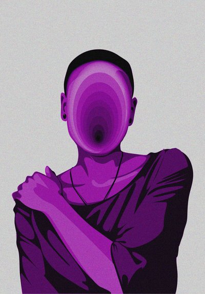 Faceless Purple Figure by UMUUNTU