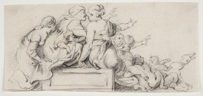 Compositional Study: Females Reclining on a Plinth by Ubekendt