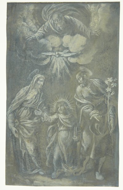 The Holy Family Walking Under God the Father and the Holy Spirit by Ubekendt