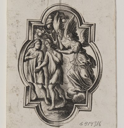Emblem with Adam and Eve Expelled from Paradise by Ubekendt