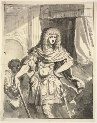 Portrait of a Field Marshal. Knee Piece. A Servant in the Background by Ubekendt