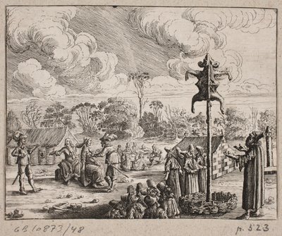 Altar with a sacrificed ram, surrounded by Muslim men by Ubekendt