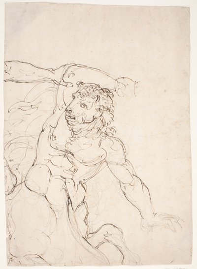 Minotaur Fighting Theseus, Whose Left Forearm is Seen by Ubekendt Gb9246