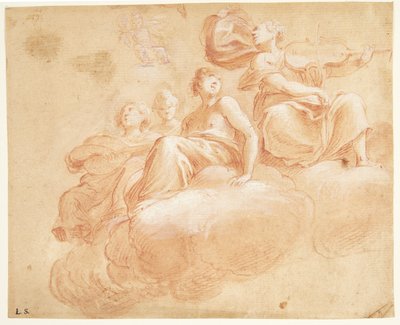 Figures Sitting on Clouds. Sketch for Allegory (?) by Ubekendt Ubekendt
