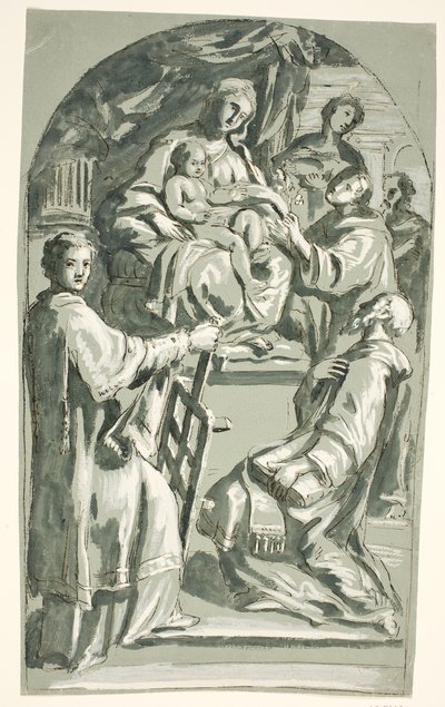 Sacra Conversazione with Sts Lawrence and Antony of Padua by Ubekendt Ubekendt