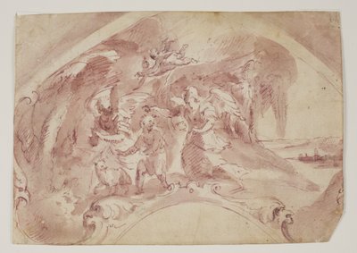 St John the Baptist in the Wilderness with Angels by Ubekendt Ubekendt