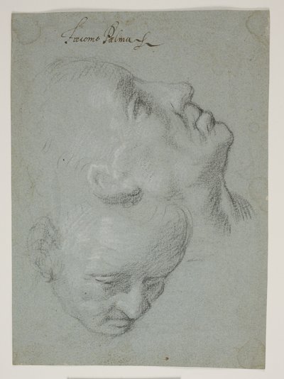 Two Studies of Male Faces by Ubekendt Ubekendt