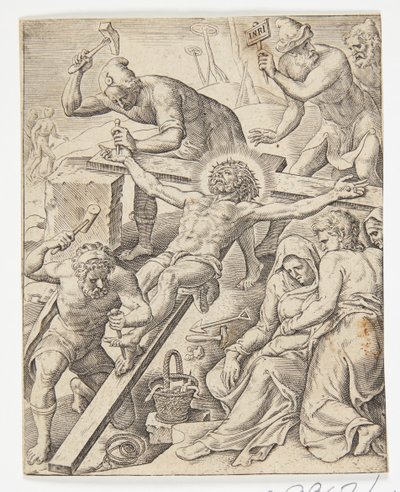 Christ Nailed to the Cross by Ubekendt efter Dirck Volckertsz. Coornhert efter Maarten van Heemskerck