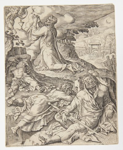 The Agony in the Garden by Ubekendt efter Dirck Volckertsz. Coornhert efter Maarten van Heemskerck