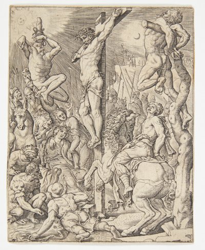 The Death of Christ on the Cross by Ubekendt efter Dirck Volckertsz. Coornhert efter Maarten van Heemskerck