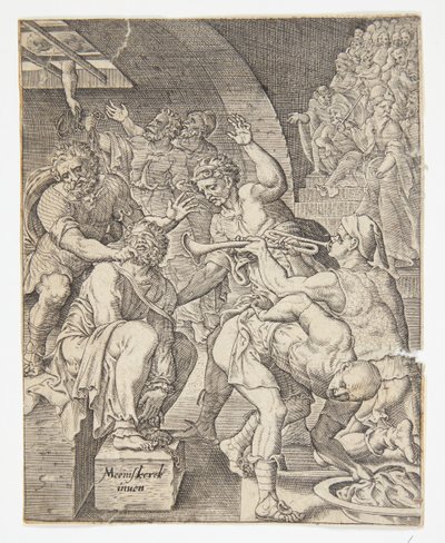 The Mocking of Christ by Ubekendt efter Dirck Volckertsz. Coornhert efter Maarten van Heemskerck