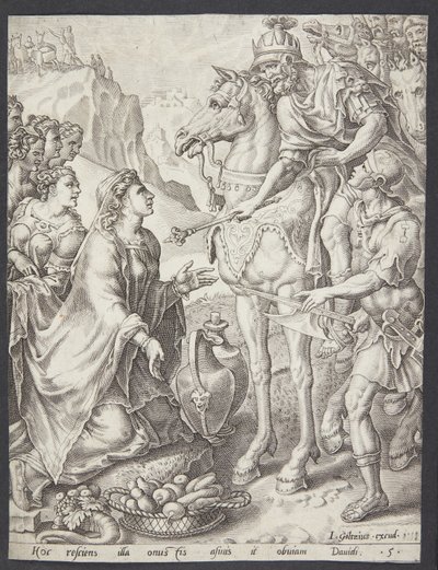 Abigail Soothing David by Ubekendt efter Maarten van Heemskerck