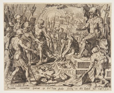 Gideon Receiving a Share from the Spoils by Ubekendt efter Maarten van Heemskerck