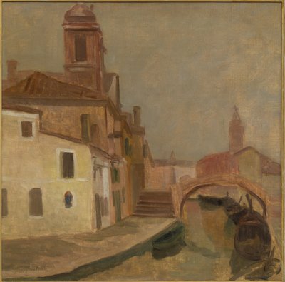 Houses and a bridge in Chioggia by Ugo Martelli