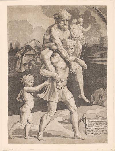 Aeneas Flees with His Family from Troy by Ugo da Carpi
