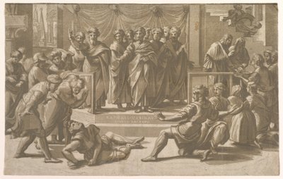 The Death of Ananias, Surrounded by Apostles by Ugo da Carpi