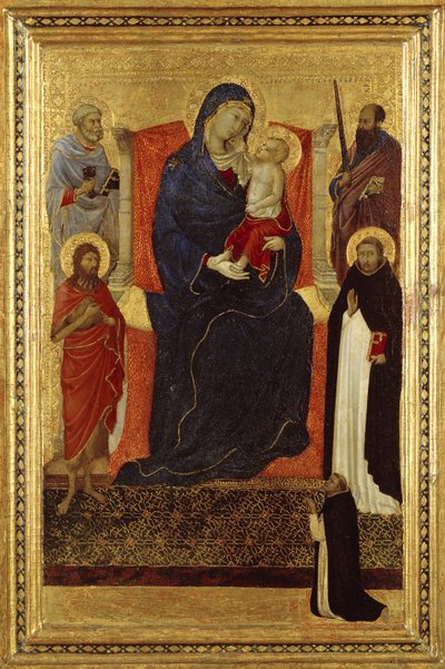 Virgin and Child Enthroned with Saints Peter, Paul, John the Baptist, Dominic and a Donor by Ugolino di Nerio