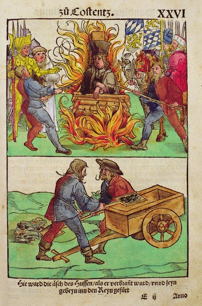 The execution of Jan Hus or one of his priests at The Council of Constance, from 
