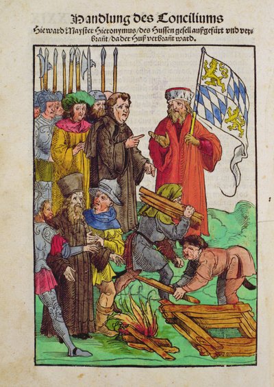 The execution of Jan Hus or one of his priests at the Council of Constance, from 