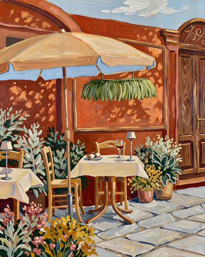 Outdoor Cafe Scene by Uma Gokhale