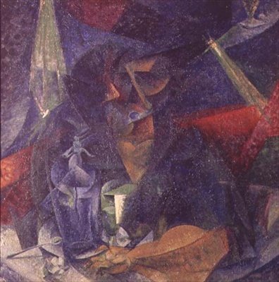 Composition of the figure of a woman at a table by Umberto Boccioni