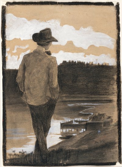 Young Man on a Riverbank (recto); Study of a Wagnerian Scene (verso) by Umberto Boccioni